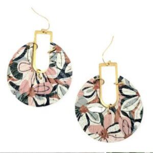 Etsy Floral Patterned Cork Hoop Earrings